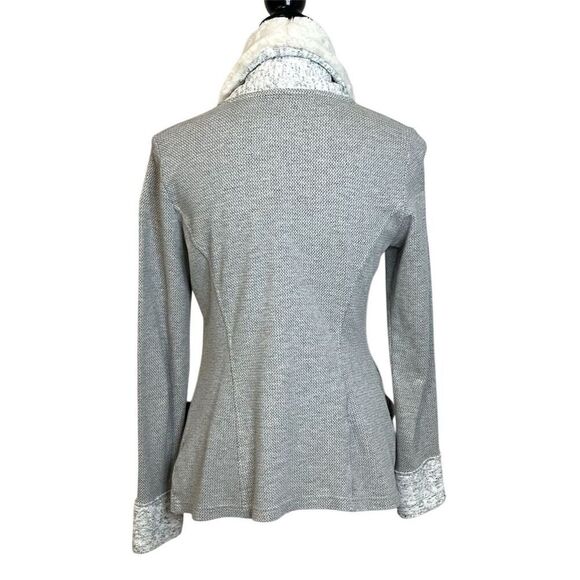 Anthropologie Women's Gray Faux Fur Trim Cardigan Sweater S Cottagecore Fall - Picture 8 of 14